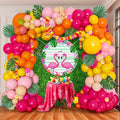 Summer Tropical Balloon Arch Kit Hot pink yellow orange Balloon Luau palm leaves Hawaiian leis backdrop For Baby Shower Island Beach Flamingo Pool Parties Tiki Aloha Birthday Party Decorations
