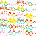 24 Pcs Easter Party Paper Glasses Frame Funny Bunny Ears Colorful Eggs Chick Eyeglasses for Easter Party Favors Decorations Photo Booth Props Basket Stuffers