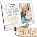 4x6 Covered Mommy and Me Picture Frame Portrait with Keychain, I'm as Lucky as Can Be Wooden Photo Plaque Appreciation Mothers Day Birthday Gifts for New Mom Grandma Nana from Son Daughter HU-FR323