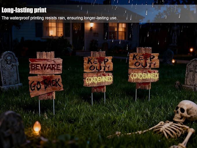 Halloween Decorations, 3 Pack 15" x 12" Yard Signs Stakes Props Outdoor Decor Scary Zombie Vampire Graves Holiday Party Supplies