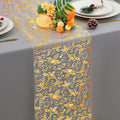 Snowkingdom 2 PCS Gold Spring Easter Table Runner 108 Inches Long, Gold Pinecone Flower Floral Table Decor for Winter Holiday Dining Kitchen Party New Year Home Decorations