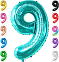 KatchOn, Giant Aqua Blue Number 9 Balloon - 40 Inch | Foil 9 Birthday Balloon for 9th Birthday Decorations | 9th Anniversary Decoration | Ocean Party Decoration