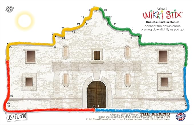 WIKKI STIX USA Fun Paks, Travel Essential for Road Trips, Featuring USA Landmarks and Locations, Made in USA. Pack of 20.