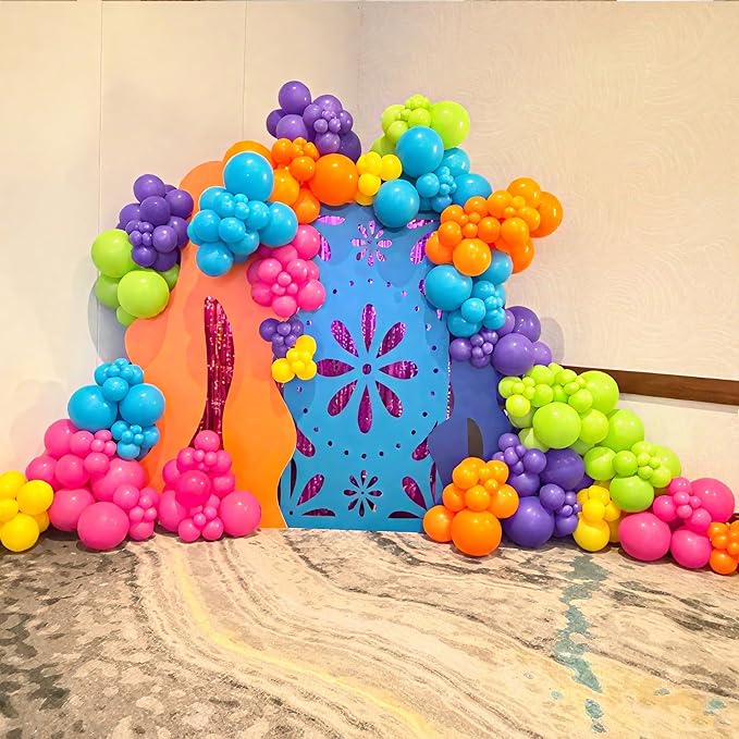 Balloon Arch Garland Kit,Green Pink Blue Yellow Orange Balloons Assorted Colors Pastel Balloons For Girls Kids Magic Themed Birthday Baby Shower Wedding Graduation Party Decorations