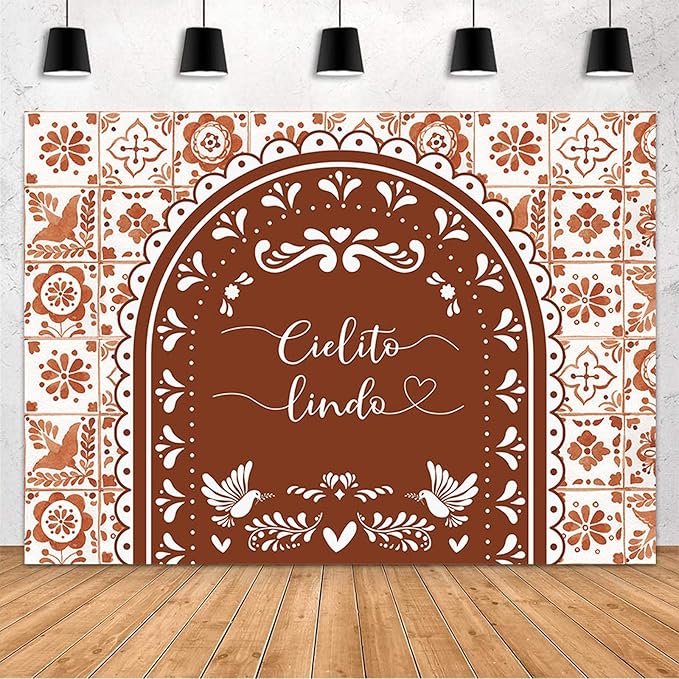 MEHOFOND 7x5ft Cielito Lindo Baby Shower Backdrop Brown Arch Cielito Lindo Baby Shower Party Decorations Banner Mexican Wedding Birthday Fiesta Party Decor Photography Background Supplies