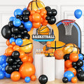 Basketball Balloon Arch Garland Kit,Orange Black Blue Balloon Garland with Foil Balloon for Men Teen Kids Birthday Graduation Party Decorations,Basketball Sports Theme Party Decor Supplies