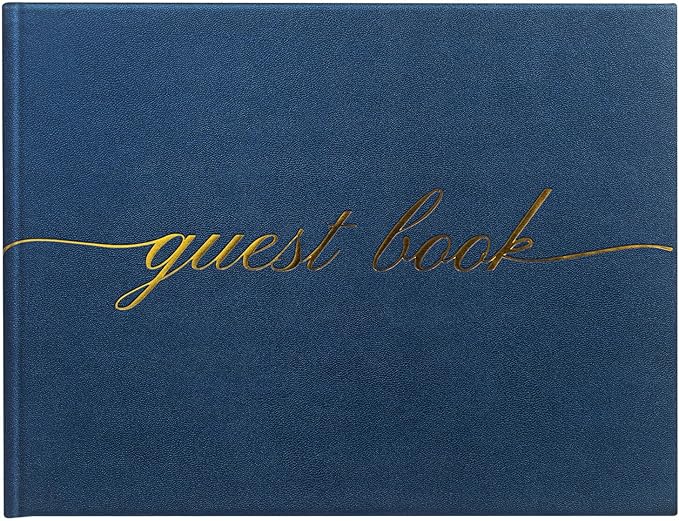 Elegant Wedding Guest Book - Perfect for Wedding Receptions, Baby Showers, Birthdays and Special Events - Polaroid Guest Book with 110 Lined Pages for Sign-In and Photos -Hardcover (Midnight Blue)