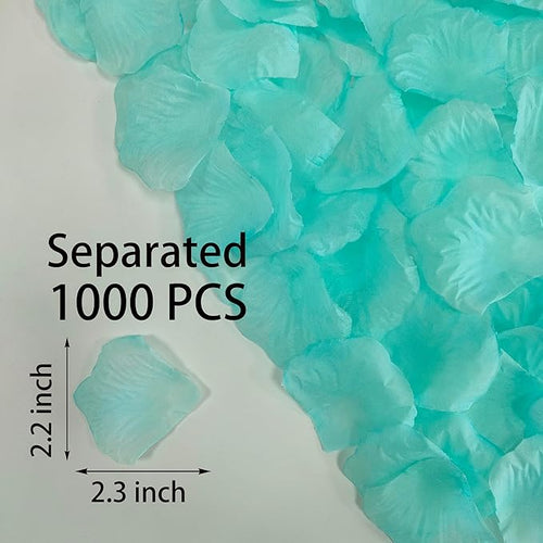 1000 Pcs Pre-Separated Artificial Aqua Splash Rose Petals for Romantic Night,Fake Flower Petals for Flower Girl,Silk Rose Petals for Valentine Day,Party,Romantic Decorations(Tiffany Blue)