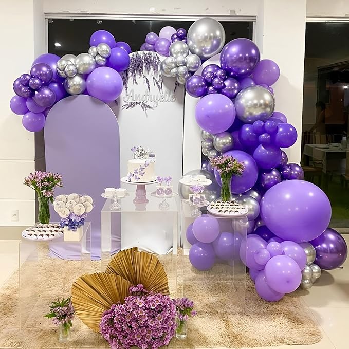 105pcs Dark Purple Balloons 12inch Party Latex Balloons for Birthday Baby Shower Halloween Wedding Valentine's Day Party Bachelorette Decorations