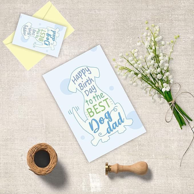 Dog Dad Birthday Card, Cute Greeting Card For Best Dog Dad, Funny Bday Card From The Pooch