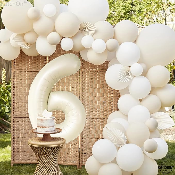 KatchOn, Cream Number 1 Balloons for 1st Birthday - Giant 40 Inch | One Balloon for First Decoration | 1 Balloon Number For The Big One Birthday Decorations | 1st Happy Anniversary Decorations