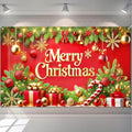 Merry Christmas Backdrop 71x43 Inches Red and Gold Gift Box Scene Banner Holiday Party Photography Background Indoor Outdoor Christmas Decorations for Wall or Door