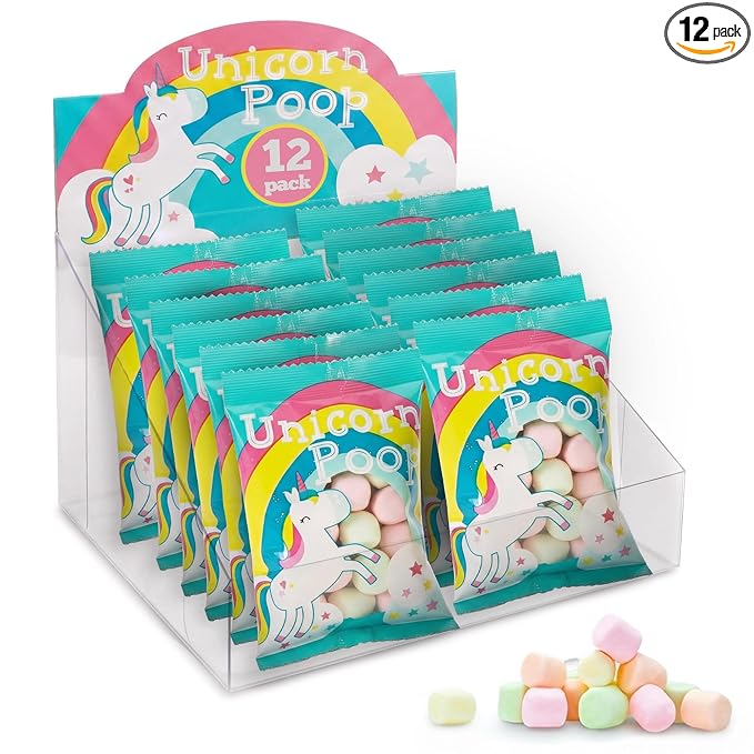 Unicorn Poop Candy - Made in the USA - 12 Unicorn Party Supplies - Unicorn Birthday Party Favors for Kids - Bulk Candy Packs for Classroom