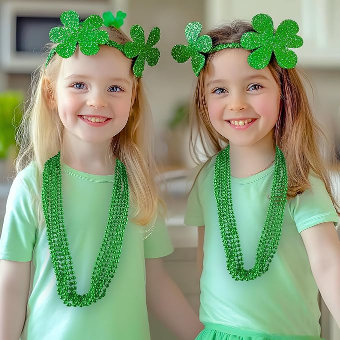 30 Pack Mardi Gras Beads Necklaces Bulk,Mardi Gras St Patricks Day Accessories Green Beads Necklace Party Favors,St Patricks Day Necklaces Party Supplies Mardi Gras Decor for Party,School Event,Home