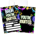 CLIRBE Bruh Birthday Party Invitations, Glow Neon Invited Birthday Invitations For Brother Bro Teen Boys, 20 Invites Cards With 20 Envelopes, Party Supplies Favors -H02