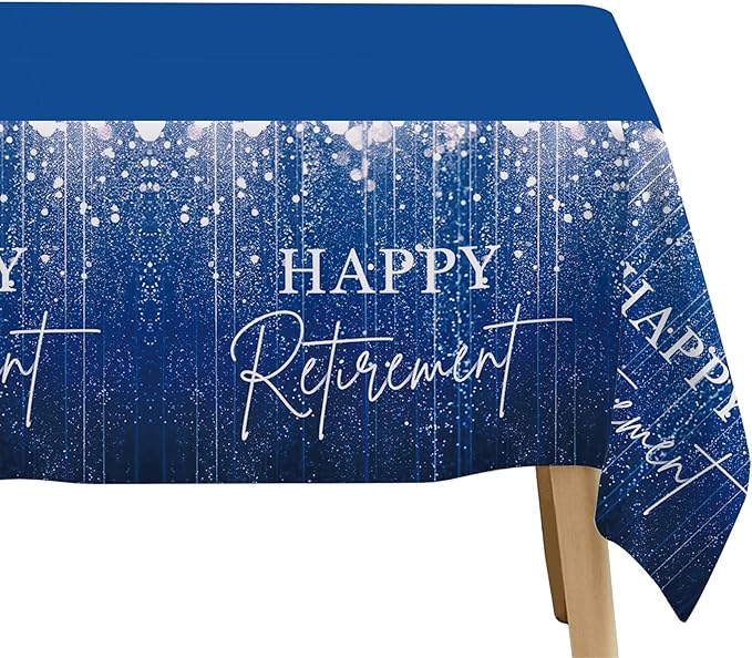 Blue Retirement Party Tablecloth Decorations - Disposable Happy Retirement Party Supplies for Men Women Tablecover, Retirement Table Decorations Table Cloth - 3 Pack (54in x 108in)