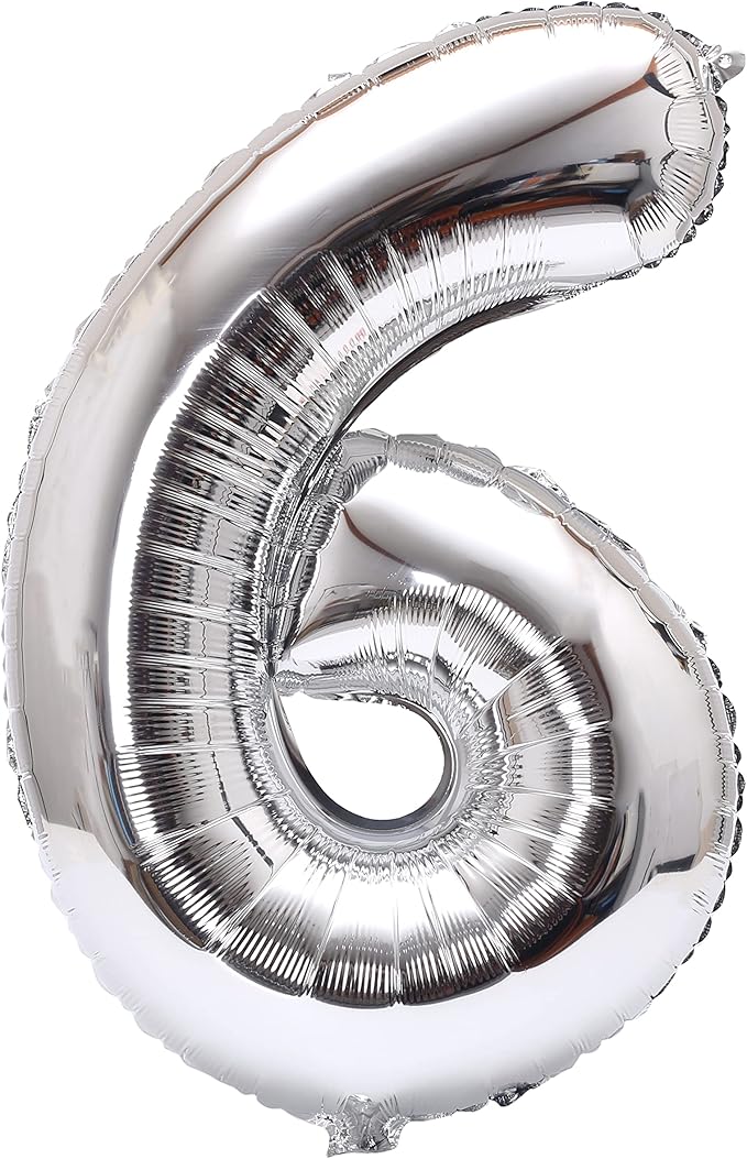 YPSelected 32 Inch Large Foil Helium Number Balloon Birthday Wedding Party 0-9 (Silver, 6)