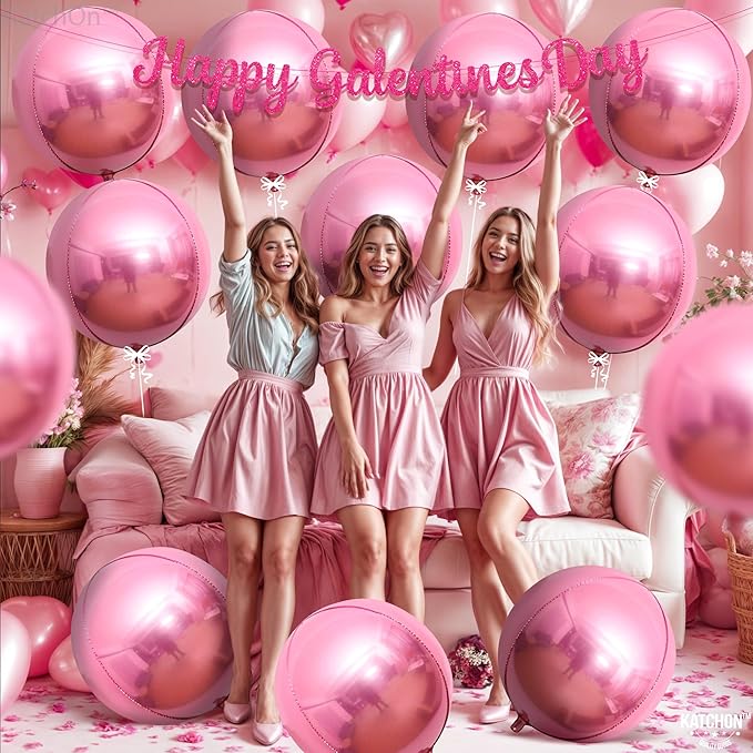 KatchOn, Pink Foil Balloons - 22 Inch, Pack of 12 | Metallic Pink Balloons, Foil Balloon for Pink Party Decorations | Bridal Balloons for Bridal Shower, Gender Reveal, Birthday Party, Bachelorette