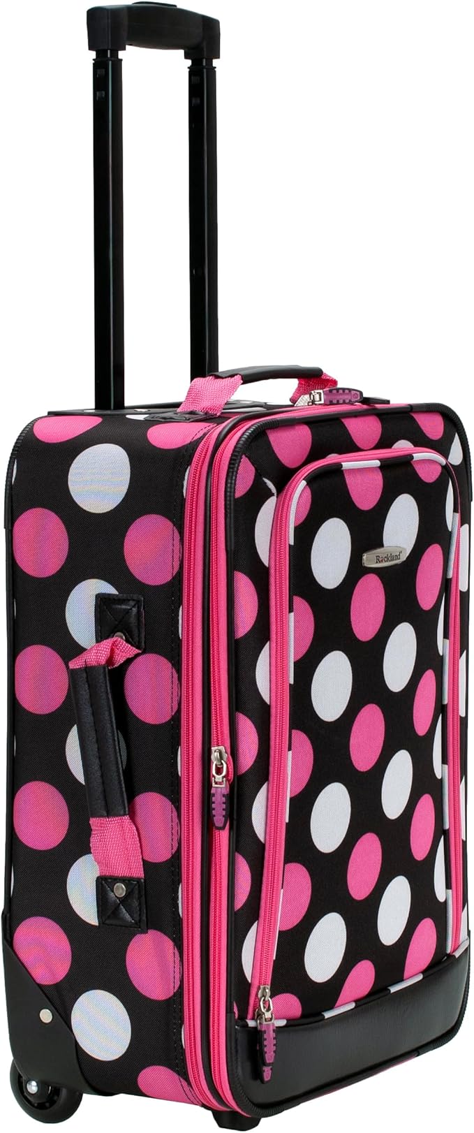 Rockland Fashion Softside 2 Piece Luggage Set, Expandable, (14" Tote/19" Upright), Multi Pink Dot