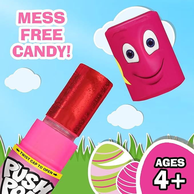 Push Pop Easter Candy Variety Pack, 10 Ct Lollipops Individually Wrapped in Fruity Flavors, Bulk Individually Wrapped Hard Candy, Birthday Party Favors, Easter Basket Stuffers, Egg Fillers, Kids Gifts