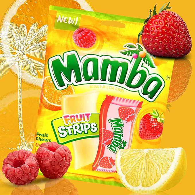 Sweetzo - Mamba Strips and Tropic Chews, Individually Wrapped Fruit Flavored Chewy Candy, Summer 2024 Candies for Goodie Bags and Party Favors, Pack of 2, 7 Ounces