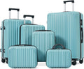Hardshell 6pcs Luggage, Lightweight Suitcase with Spinner Wheels, Ice blue