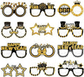 12Pcs Happy New Year Glasses, Black and Gold New Years Eve Paper Eyeglasses 2026 Glasses Photo Booth Props for 2026 New Years Eve Party Supplies