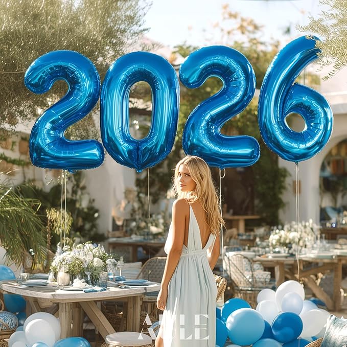 AULE 40 Inch Large 2 Balloon Numbers Blue, Big Foil Number Balloons, Giant Helium Happy Birthday Party Decorations for Man and Women, Huge Mylar Anniversary Party Supplies