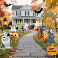 8 PCS Cute Halloween Decorations Outdoor Yard Signs,Large Yard Stakes Signs Pumpkin Ghost,Tombstone, Skeleton, Hand, Halloween Lawn Decoration for Family Friendly Kids Home Party