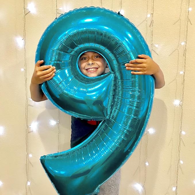 40 Inch Light Blue Numbers 9 Balloon, Balloons Decorations for 9 19 90 Birthday Party, Engagement, Wedding, Graduations, Photo Shoot Supplies