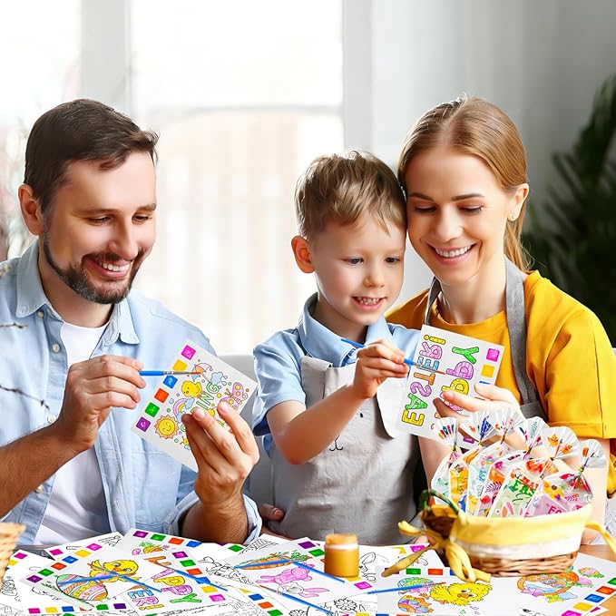Rotu Easter Basket Stuffers Essentials 30 Packs(274Pcs) Mess Free Watercolor Coloring Books with Easter Cards for Kids, Easter Classroom Gifts for Kids Crafts Games Party Favors for Kids