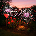 4 Pack Valentine's Day Solar Lights Outdoor, Solar Garden Lights Outside Fairy Firework Decorative,Solar Powered for Wedding,Yard Pathway Party Balcony Patio Decor (Red, White, Pink)