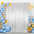 Juya Delight 6ft x 8ft Silver Sequin Backdrop Curtain for Party Wedding Photography