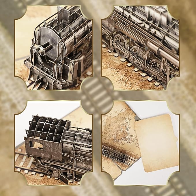 Steam Train 3D Pop Up Birthday Card for Men, Vintage Steam Train Design, Handmade Birthday Card, Ideal Gift for Father's Day, Birthday for Dad, Grandad, Husband, Men, Boyfriend, Adults; 6" x 8"