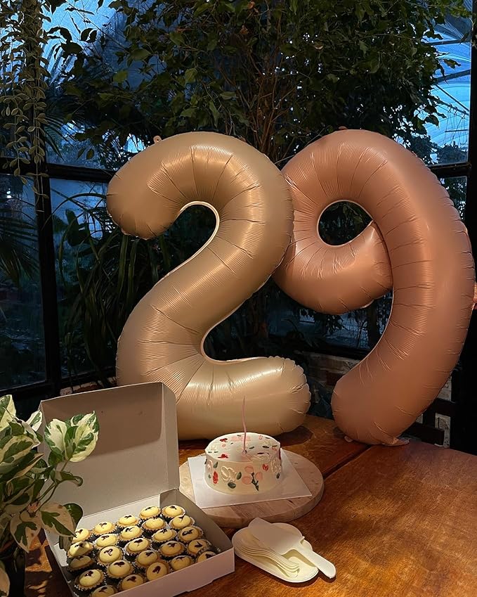 Light Brown Number 0 Balloon 40 Inch, 0 Balloon Numberfor 10th 20th 30th 40th 50th 60th Birthday Decorations, Light Brown Party Supplies for Men Women