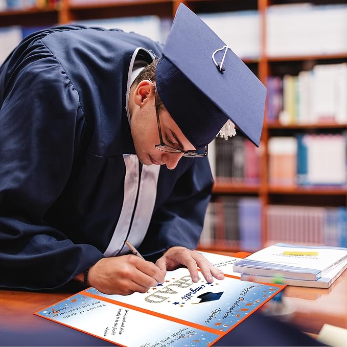 Vlipoeasn 2026 Graduation Guest Book Alternative, Orange & Blue Class of 2026 Graduation Party Decorations, Graduation Signature Book for 2026 College High School, Unique Graduation Gifts for Friends
