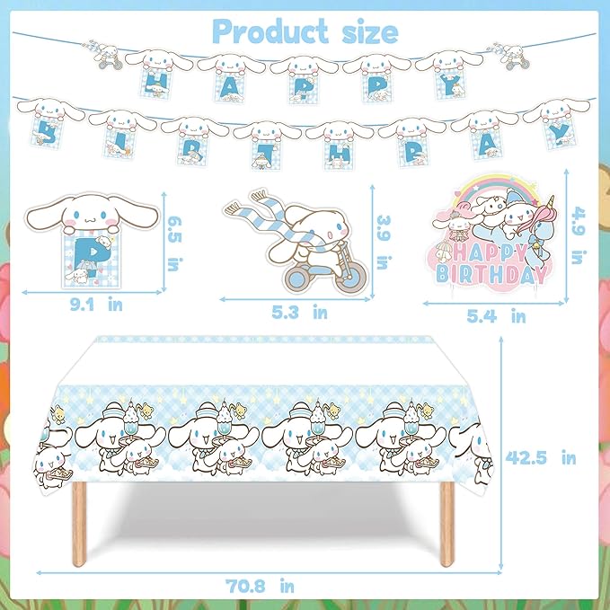 Birthday Party Decorations, Cute Party Supplies Include Banner, latex Balloons, Hanging Swirls, Foil Balloon, Cake Cupcake Toppers, Tablecloth for Theme Party