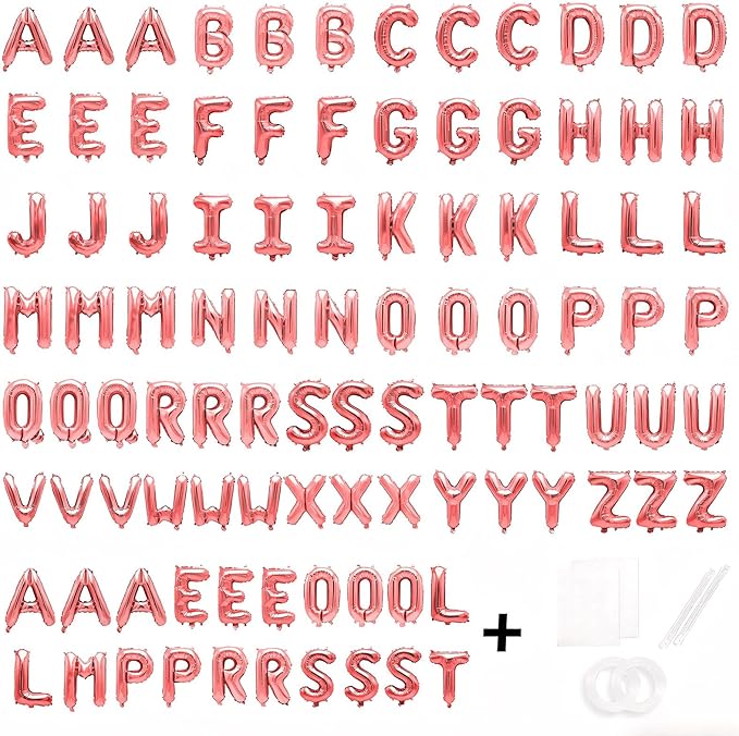 98 Pcs Rose Gold Letter Balloons, Custom 3 Set A-Z Set for Personalizing Names & Phrases Party Supplies Banners - with 1 Set AEOLMPRST 20Pcs for Wedding/Birthdays/Annivs Party Banner Custom Phrase