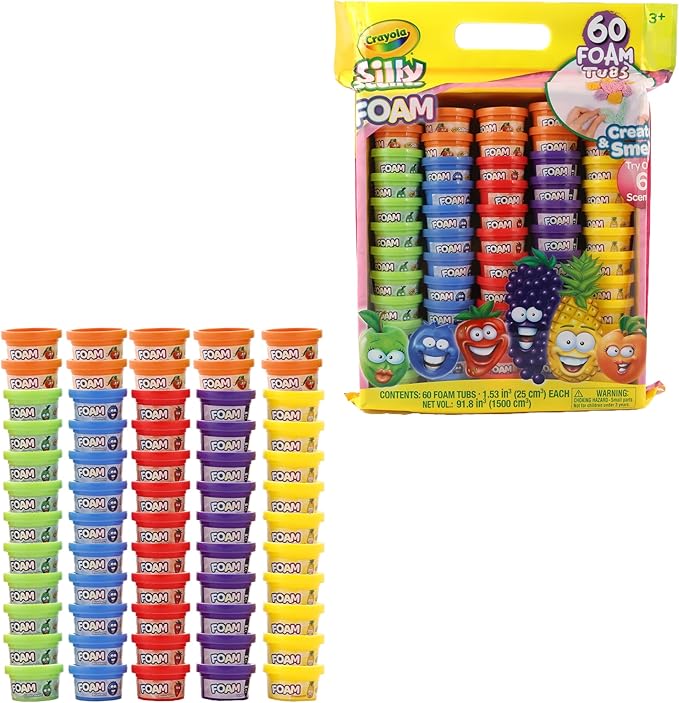 Crayola Silly Scents Foam Tubs - 60 x 1oz Play Foam for Kids, Fidget Toys & Easter - NonToxic, Scented, & Colorful Kids Toys - Perfect for Arts & Crafts, Goody Bags, Party Favors, Play