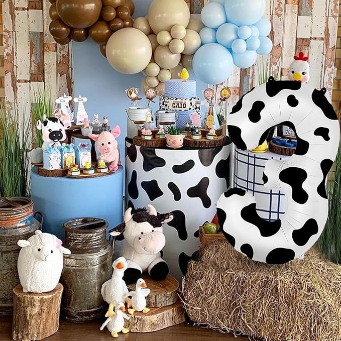 40 Inch Cow Print Balloon, Number 3 balloons Cow Balloons for 3st birthday decoration, Large Cow Number Balloons for western party decorations Baby Shower Animal Theme Party Holiday Decor