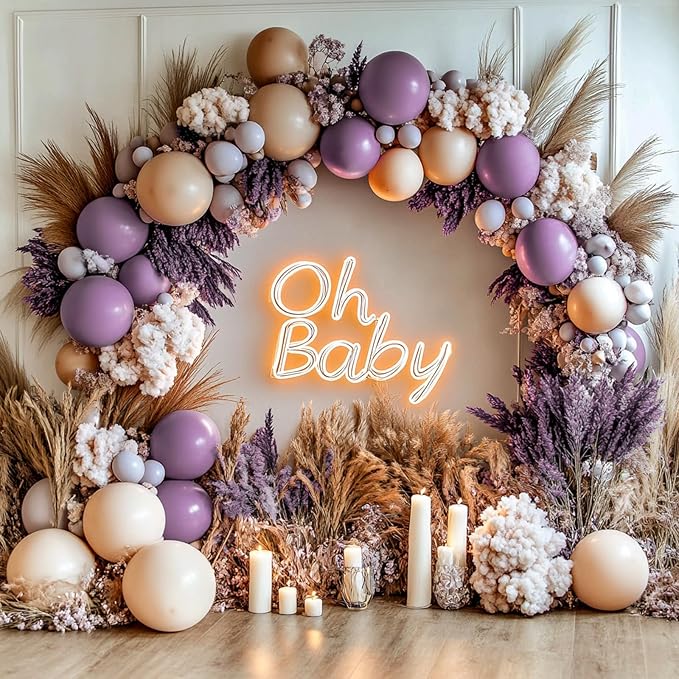 PartyWoo Dusty Purple Balloons 50 pcs 12 Inch Matte Mauve Dark Purple Latex Helium Balloons for Wedding Baby Shower Gender Reveal Graduation Butterfly Birthday Party Decorations Purple-F50