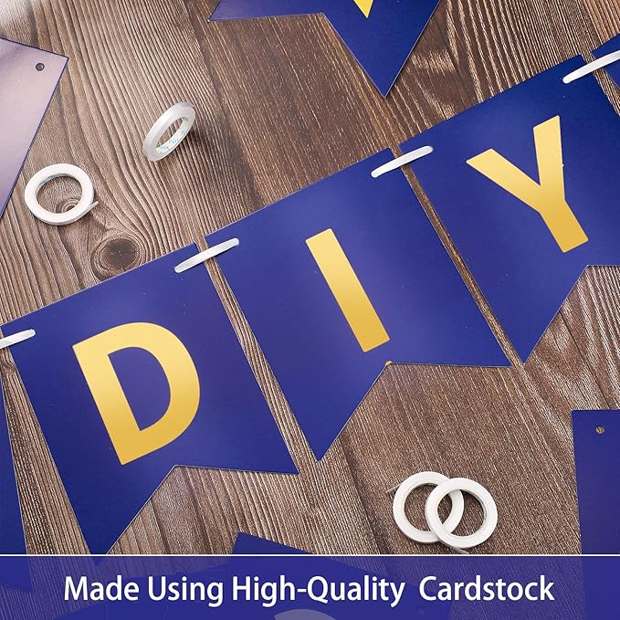 TaoBary 135 Pcs DIY Banner Custom Letters Kit Make Your Own Banner for Birthday Graduation Party Decor Include 107 Letters and Numbers, 16 Symbols, 2 String Lights, 5 Needles, 5 Rope (Navy Blue)
