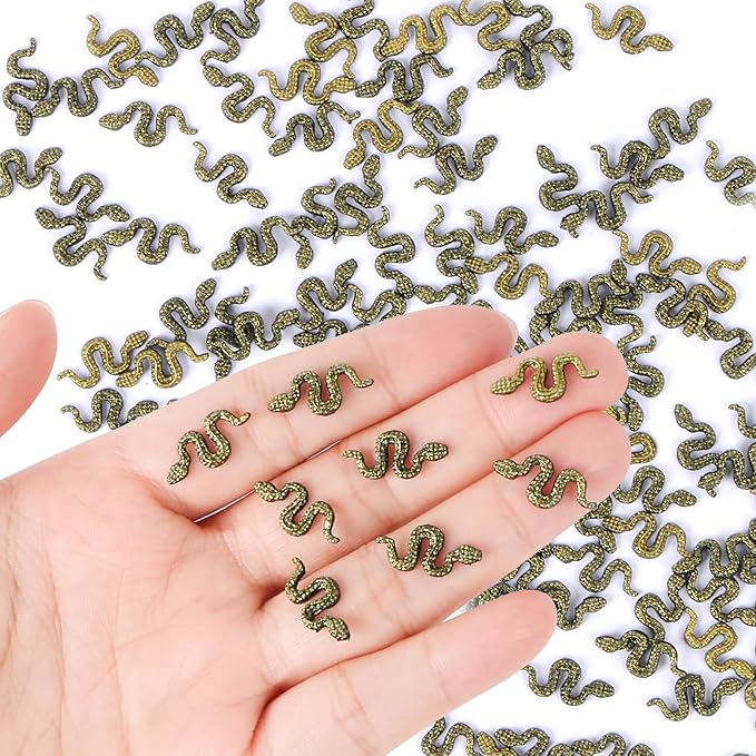 200 Pieces Halloween Mini Snakes Mini Halloween Figurines Tiny Resin Snakes Micro Fake Snakes for Dollhouse Fairy Garden Micro Landscaping Decoration