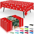 Smiry Disposable Table Cloth - 10 Pack, 54 x 108 Inch Waterproof Rectangle Tablecloths for Parties, Decorative Plastic Table Cover, Leakproof & Sturdy, Red & White
