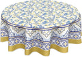 Yellow and Blue Floral Tablecloth Round 70 Inch Farmhouse Boho Tablecloth Spring Summer Fabric Table Cloth With Wrinkle Resistant For Kitchen Holiday Picnic Party Dinner Room Indoor Outdoor Decor