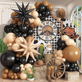 Black Brown Nude Balloon Garland Arch Kit, 104 PCS Black Beige Star Foil Balloons, Dark Brown Tan White Sand Balloons for Cowboy Western Wild First Rodeo Country Farm Baby Shower Birthday Party Decor