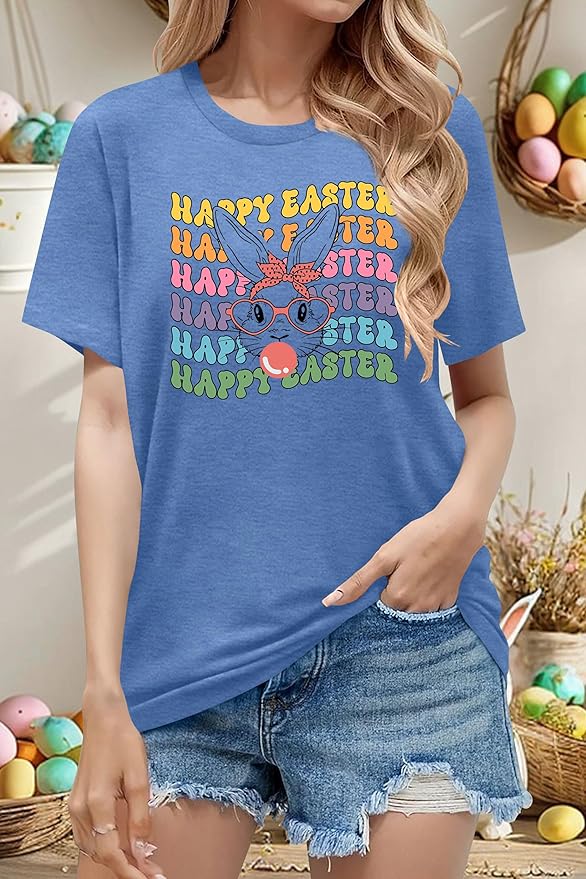 LAZYCHILD Women Easter Teacher Shirts: Funny Treat All with Kindness T-Shirt Bunny Rabbit Tee Tops