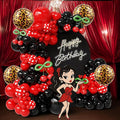 150PCS Cheetah Balloon Arch Garland Kit with Black Red Leopard Print Cherry Balloons for Cheetah Birthday Decorations, Leopard Party Decor, Cherry Theme, Girls Night, Bachelorette