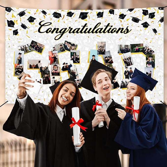 Large Graduation Photo Banner Decorations 72x44 Inch,Graduate Banner for Class of 2026 Ceremony Congratulations Grad School DIY Prom Favors Party Supplies, Picture Backdrop Sign Photography Background