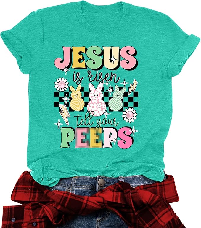 LAZYCHILD Women Easter Teacher Shirts: Funny Treat All with Kindness T-Shirt Bunny Rabbit Tee Tops